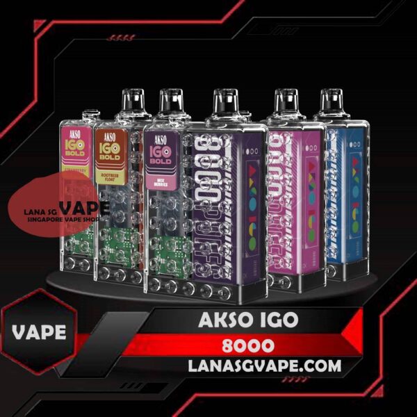 AKSO IGO 8000 DISPOSABLE The AKSO IGO is a sensational disposable vape. It comes in a nostalgic shaped design, which is both funky and functional. It has a 15ml pre-filled juice capacity and an internal 650mAh battery that can be recharged via USB Type -C. AKSO IGO can deliver up to 8000 puffs per bar. They have some of the most accurate and sumptuous flavor. Description: Elegant pre-filled disposable pod system with slim body LED Light Battery Indicator Easy to Pack: stick together 10 Seconds Cut-Off Protection Short-Circuit Protection Over Temperature Protection Under Voltage Protection 3.6V Constant Voltage Output Specification : Brand:Akso Puff:8000 Puffs Charger:Type C Cable Capacity:15ml Battery:650mah ⚠️AKSO IGO 8000 FLAVOUR LIST⚠️ Aloe Grape Blackcurrant Ice Caramel Cookies Caramel Mocha Lychee Ross Mango Ice Mango Peach Nutty Tobacco Root Beer Strawberry Cheese Vanilla Milk Watermelon Ice Apple Yakult Passion Fruit Yakult Rootbeer Float Strawberry Yakult SG VAPE COD SAME DAY DELIVERY , CASH ON DELIVERY ONLY. ORDER BEFORE 5PM , SAME DAY NIGHT SLOT 7PM – 10PM RECEIVED PARCEL. TAKE BULK ORDER /MORE ORDER PLS CONTACT US : LANASGVAPE WHATSAPP VIEW OUR DAILY NEWS INFORMATION VAPE : LANASGVAPE CHANNEL