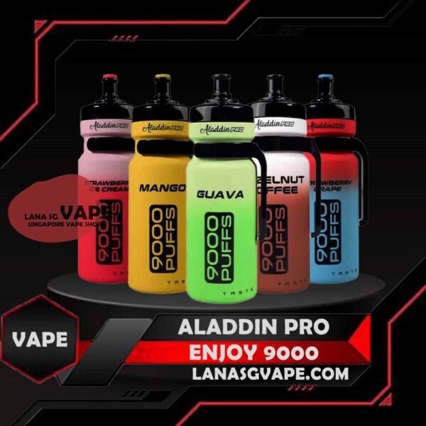 ALADDIN PRO ENJOY 9000 DISPOSABLE The ALADDIN PRO ENJOY 9000 Puffs DISPOSABLE in our Vape Singapore Store Based Ready Stock , and is a Malaysia brand with many local delicious flavors. The quality is best and last long vape. Specification: Nicotine : 50mg (5%) Rechargeable Battery : Type-C Port ⚠️ALADDIN PRO ENJOY 9000 DISPOSABLE FLAVOUR LIST⚠️ Guava Cappucino Coffee Strawberry Candy Strawbery Strawberry Grape Pineapple Mango Mango Watermelon Sirap Bandung Hawaiian Banana Vanilla Ice Cream Rootbeer Mango Milk Apple Tobacco SG VAPE COD SAME DAY DELIVERY , CASH ON DELIVERY ONLY. ORDER BEFORE 5PM , SAME DAY NIGHT SLOT 7PM – 10PM RECEIVED PARCEL. TAKE BULK ORDER /MORE ORDER PLS CONTACT US : LANAVAPESG WHATSAPP VIEW OUR DAILY NEWS INFORMATION VAPE : LANAVAPESG CHANNEL