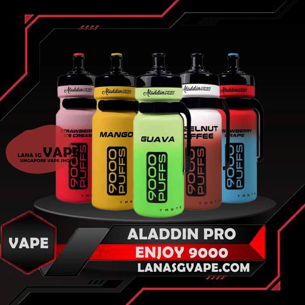 ALADDIN PRO ENJOY 9000 DISPOSABLE The ALADDIN PRO ENJOY 9000 Puffs DISPOSABLE in our Vape Singapore Store Based Ready Stock , and is a Malaysia brand with many local delicious flavors. The quality is best and last long vape. Specification: Nicotine : 50mg (5%) Rechargeable Battery : Type-C Port ⚠️ALADDIN PRO ENJOY 9000 DISPOSABLE FLAVOUR LIST⚠️ Guava Cappucino Coffee Strawberry Candy Strawbery Strawberry Grape Pineapple Mango Mango Watermelon Sirap Bandung Hawaiian Banana Vanilla Ice Cream Rootbeer Mango Milk Apple Tobacco SG VAPE COD SAME DAY DELIVERY , CASH ON DELIVERY ONLY. ORDER BEFORE 5PM , SAME DAY NIGHT SLOT 7PM – 10PM RECEIVED PARCEL. TAKE BULK ORDER /MORE ORDER PLS CONTACT US : LANAVAPESG WHATSAPP VIEW OUR DAILY NEWS INFORMATION VAPE : LANAVAPESG CHANNEL
