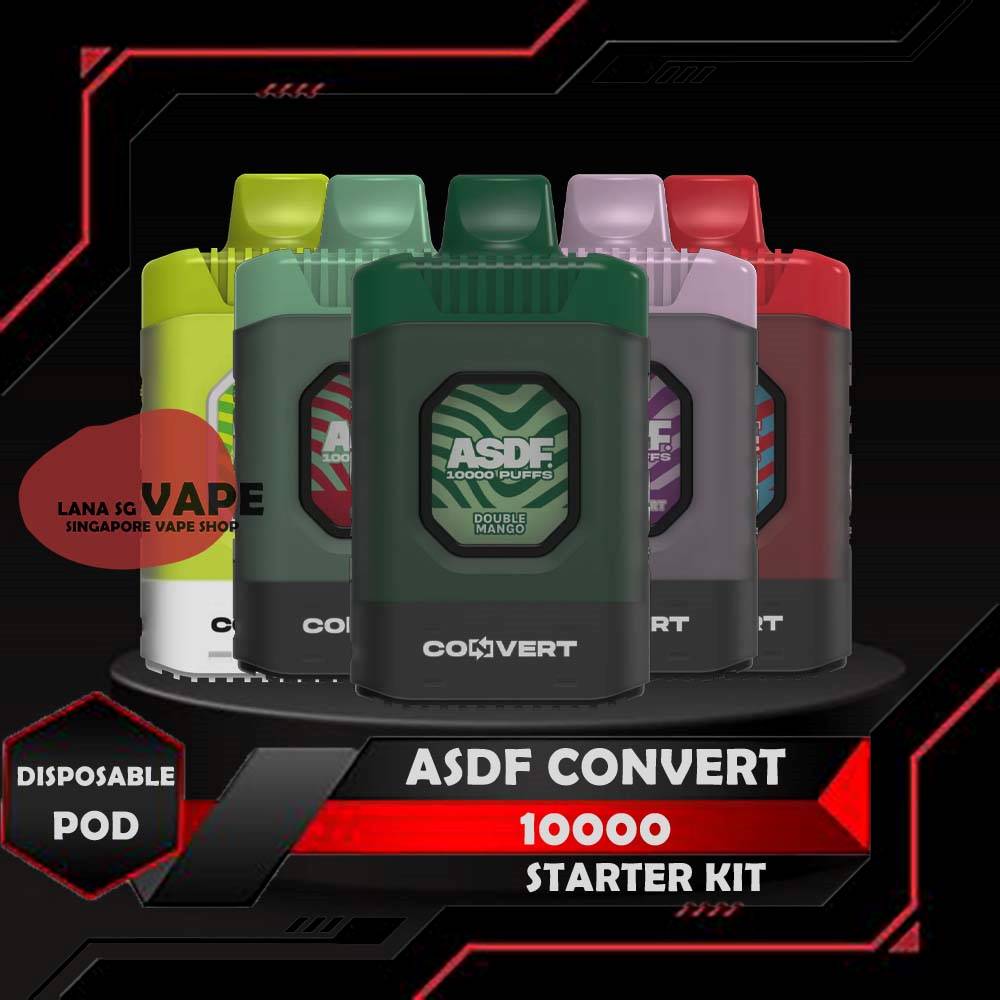 ASDF CONVERT 10000 PUFFS STARTER KIT - SG VAPE COD The ASDF CONVERT 10K starter kit is a Malaysia local disposable . and Vapetape is under ASDF company also. There is a LED battery indicator VAPE . It show green light when battery percentage is 71%-100% , blue light when 26%-70% and turns red light when battery percent less than 25%. Starter Kit is Full Set ASDF VAPE , Including Battery and Cartridge Refilled Pods. Specification : Colour : 2 options Battery Volume : 500 mAh Charging : Rechargeable with Type C Fully Charged Time : 15mins Battery Indicator ⚠️ASDF CONVERT VAPE 10k STARTER KIT FLAVOUR LIST⚠️ Hawaiiamm Pineapple Strawberry Yogurt Strawberry Pear Double Mango Mango Peach Berry Peach Strawebrry Peach Berries Lemon Mango Lychee Aloe Vera Fruity Lychee Mixed Bubblegum Grape Yogurt SG VAPE COD SAME DAY DELIVERY , CASH ON DELIVERY ONLY. ORDER BEFORE 5PM , SAME DAY NIGHT SLOT 7PM – 10PM RECEIVED PARCEL. TAKE BULK ORDER /MORE ORDER PLS CONTACT US : LANASGVAPE WHATSAPP VIEW OUR DAILY NEWS INFORMATION VAPE : LANASGVAPE CHANNEL