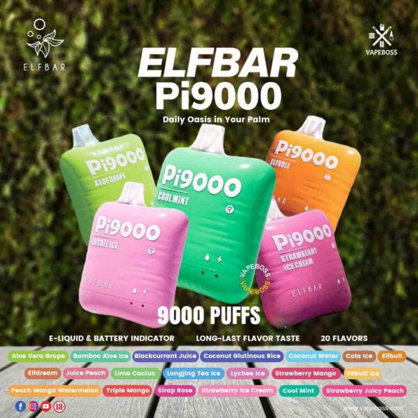 ELF BAR PI 9000 PUFFS DISPOSABLE - SG VAPE COD ELF BAR PI 9000 PUFFS DISPOSABLE is the first vape model which design with pillow shape and curved edge shape of disposable vape.The device is draw activated which make use easy to use with no buttons or settings to adjust. Specification : Nicotine 50mg (5%) Approx. 9000 puffs Rechargeable Battery (Type C Port) ⚠️ELFBAR PI 9000 RECHARGABLE DISPOSABLE LINE UP⚠️ Peach Mango Watermelon Sirap Rose Elf Bull (Red Bull) Long Jing Tea Ice Lychee Ice Aloe Grape Juicy Peach Blackcurrant Juice Strawberry Mango Bamboo Aloe Ice Strawberry Ice Cream Coconut Water Lime Cactus Cola Ice Elf Dream (Strawberry Cream) Yakult Ice Triple Mango Strawberry Juicy Peach Cool Mint Coconut Glutinous Rice SG VAPE COD SAME DAY DELIVERY , CASH ON DELIVERY ONLY. ORDER BEFORE 5PM , SAME DAY NIGHT SLOT 7PM – 10PM RECEIVED PARCEL. TAKE BULK ORDER /MORE ORDER PLS CONTACT US : LANASGVAPE WHATSAPP VIEW OUR DAILY NEWS INFORMATION VAPE : LANASGVAPE CHANNEL