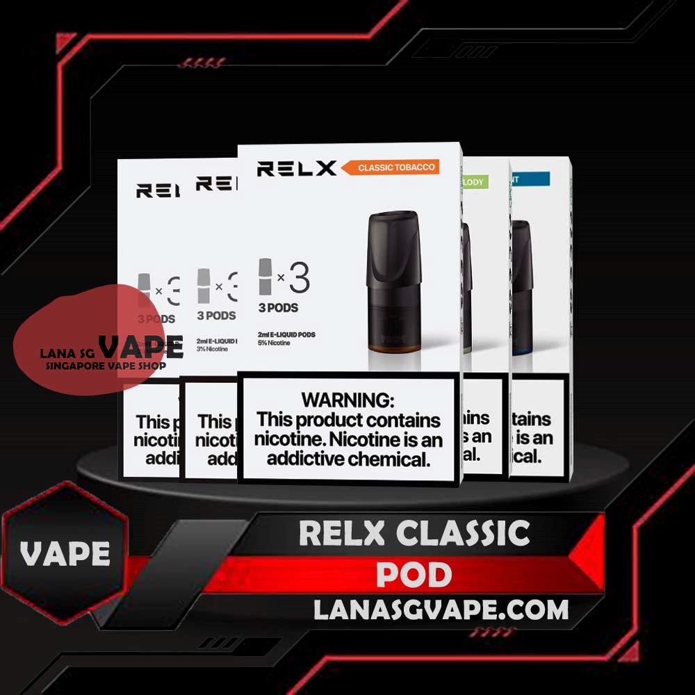 RELX POD The Relx pod is our Vape Singapore , Sg Vape store ready stock . and relx pod are made from organic nicotine, providing high-quality nicotine salts for a premium e-juice experience. The RELX Difference RELX CLASSIC combines cutting edge, next generation vaping technology with stylish, minimalist designs to give you products that are more elegant and sophisticated than you can find in any other online vapor store. Specifications: Nicotine 3% / 5% Capacity 1.6ml per pod Ceramic atomizing technology for authentic flavor and throat hit sensation Package Included: 1 Pack of 3 pods ⚠️RELX CLASSIC PODS COMPATIBLE DEVICE WITH⚠️ DD3s Device INSTAR Device RELX Classic Device WUUZ Device R-ONE Device DD Cube Device DD Touch Device ⚠️RELX CLASSIS POD FLAVOUR LINE UP⚠️ Classic Tobacco Coke Grape Green Bean Honeydew Icy Slush Mint Orange Passion Fruit Peach Oolong Strawberry Watermelon SG VAPE COD SAME DAY DELIVERY , CASH ON DELIVERY ONLY. ORDER BEFORE 5PM , SAME DAY NIGHT SLOT 7PM – 10PM RECEIVED PARCEL. TAKE BULK ORDER /MORE ORDER PLS CONTACT US : LANASGVAPE WHATSAPP VIEW OUR DAILY NEWS INFORMATION VAPE : LANASGVAPE CHANNEL