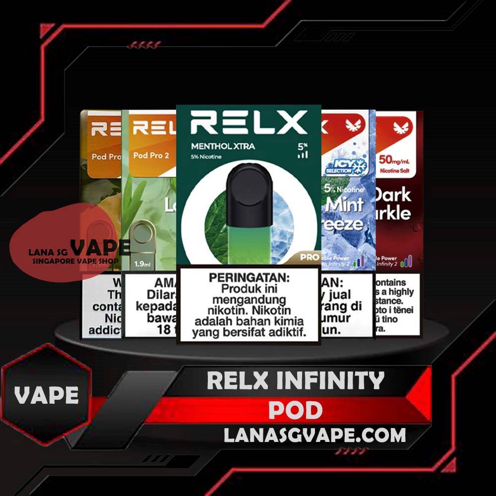 RELX INFINITY POD  The RELX Infinity pod come in a wide range of flavors with a massive 2ml capacity for its pre-filled nicotine salt e-juice pods that lasts approximately 650 puffs. 3 Top Flavour : Watermelon (30mg , 3%) - It's like biting into a cooling watermelon during the peak of summer. this is a simple yet flavorsome fusion of watermelon with a welcome hint of mint. Ludou Ice (30mg , 3%) - Very cooling and tasty, it reminds me of my last summer vacation in vape singapore. Menthol Extra (50mg , 5%) - The coolness of the very first puff is unforgettable. The fragrant aroma lasts long. Specification: Capacity: 2ml Life Span: 500-650 puff Package Included: 1 Pack of 3 pods ⚠️RELX INFINITY POD FLAVOUR LINE UP⚠️ Extra Menthol (Mint 5%) Classic Tobacco (5%) Apple Blueberry Coke Grape Grape Apple Green Tea Guava Honey Grapefruit Honeydew Icy Slush Lemon Mint Lychee Mango Mung Bean Orange Passion Peach Pineapple Rich Tobacco Rootbeer Sprite Strawberry Taro Watermelon Iced Latte Jasmine Green Tea Thai Milk Tea White Coffee Oolong Ice Tea Long Jing Ice Tea Iced Black Tea ⚠️COMPATIBLE DEVICE WITH⚠️ DD CUBE RELX ESSENTIAL RELX PLANTOM (INFINITY PLUS) RELX INFINITY DEVICE RELX INFINITY 2 DEVICE SG VAPE COD SAME DAY DELIVERY , CASH ON DELIVERY ONLY. ORDER BEFORE 5PM , SAME DAY NIGHT SLOT 7PM – 10PM RECEIVED PARCEL. TAKE BULK ORDER /MORE ORDER PLS CONTACT US : LANASGVAPE WHATSAPP VIEW OUR DAILY NEWS INFORMATION VAPE : LANASGVAPE CHANNEL