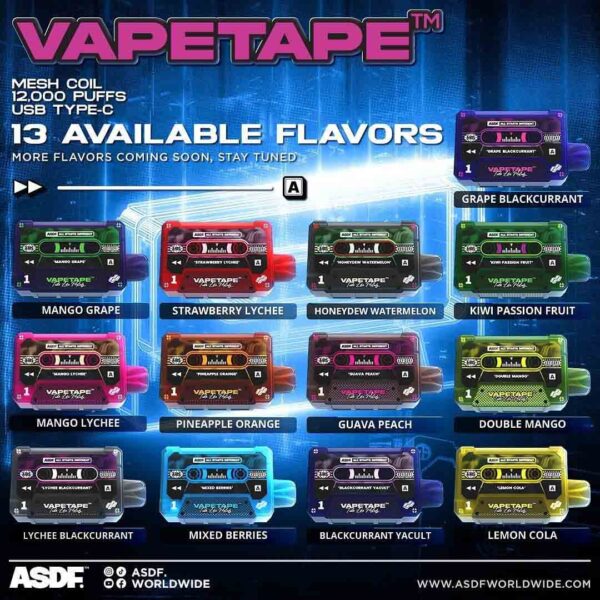 VAPETAPE 12000 PUFFS DISPOSABLE - SG VAPE COD VAPETAPE 12000 PUFFS DISPOSABLE , is LANA SG VAPE , SG VAPE SHOP COD READY STOCK. Specification : Puff : 12000 Puffs Nicotine : 5% | Mesh Coil Charging : Rechargable with Type C ⚠️VAPETAPE 12000 PUFFS DISPOSABLE FLAVOUR LINE UP⚠️ Kiwi passion fruit Lychee blackcurrant Strawberry lychee Double mango Mango grape Honeydew watermelon Mango lychee Grape blackcurrant Guava peach Mixed berries Peach lychee Lemon cola Watermelon peach Solelo lime Strawberry lemon Tart Pineapple orange Banana Custard Blackcurrant yacult Gummy Bear Sour Bubblegum SG VAPE COD SAME DAY DELIVERY , CASH ON DELIVERY ONLY. ORDER BEFORE 5PM , SAME DAY NIGHT SLOT 7PM – 10PM RECEIVED PARCEL. TAKE BULK ORDER /MORE ORDER PLS CONTACT US : LANASGVAPE WHATSAPP VIEW OUR DAILY NEWS INFORMATION VAPE : LANASGVAPE CHANNEL