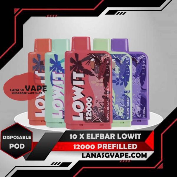 10 X ELFBAR LOWIT PREFILLED 12000 DISPOSABLE Package Include : 10 pcs x Elfbar Lowit Prefilled 12000 Disposable Free Delivery The ELFBAR LOWIT PREFILLED 12K are ready stock in Vape Singapore Store. Order with us get it same day delivery. ELFBAR LOWIT 12000 REFILLED PODS is Mesh Coil QUAQ boasts an impressive capacity of up to 12,000 puffs! Trusted & Legit Seller , This product for prefilled cartridge only , no include battery. Specifications: Nicotine 50mg (5%) Approx 12000 puff Mesh Coil Rechargeable Battery 500mAh Charging Port: Type-C Dimensions : 74mm x 40mm x 20mm Juice Capacity : 14ml ⚠️ELFBAR LOWIT 12K FLAVOUR LIST⚠️ Melon Honeydew Mango Peach Watermelon Ribina Summer Hawaii Strawberry Ice Cream Blue Ice Strawberry Mango Apple Blackcurrant Mango Yakult Strawberry Lychee SG VAPE COD SAME DAY DELIVERY , CASH ON DELIVERY ONLY. ORDER BEFORE 5PM , SAME DAY NIGHT SLOT 7PM – 10PM RECEIVED PARCEL. TAKE BULK ORDER /MORE ORDER PLS CONTACT US : LANASGVAPE WHATSAPP VIEW OUR DAILY NEWS INFORMATION VAPE : LANASGVAPE CHANNEL