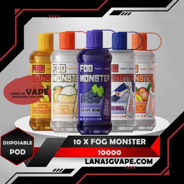 10 X FOG MONSTER 10000 DISPOSABLE Package Include : 10 X FOG MONSTER 10000 DISPOSABLE Free Delivery The FOG MONSTER 10000 is rechargeable disposable vape with 10000 puffs. With a unique sealed fresh-keeping design and can bring the freshest taste with every single puff. Specification : Nicotine 3% Capactiy 17ml Mesh Coil Battery Capactiy 650 mAh ⚠️FOG MONSTER 10000 FLAVOUR LIST⚠️ Musang King Durian Mint Chewing Gum Aloe Vera Grape Blackcurrant Honeydew Grape Bomb Jasmine Green Tea Taro Ice Cream Ice Lemon Tea Sirap Bandung Peach Mango Watermelon Long Jing Tea Yokult Redbull Redbull Yokult Mango Strawberry Strawberry Kiwi Mango Melon Strawberry Watermelon Passion Fruit Yakult Caramel Popcorn Russian Cream SG VAPE COD SAME DAY DELIVERY , CASH ON DELIVERY ONLY. ORDER BEFORE 5PM , SAME DAY NIGHT SLOT 7PM – 10PM RECEIVED PARCEL. TAKE BULK ORDER /MORE ORDER PLS CONTACT US : LANASGVAPE WHATSAPP VIEW OUR DAILY NEWS INFORMATION VAPE : LANASGVAPE CHANNEL