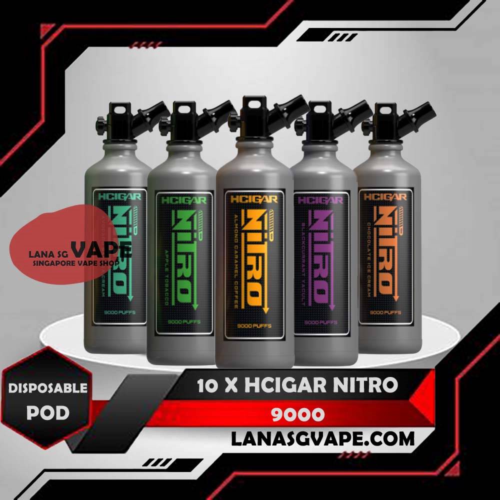 10 X HCIGAR NITRO 9000 DISPOSABLE Package Include : 10 Pcs X HCIGAR NITRO 9000 DISPOSABLE Free Delivery Hcigar Nitro 9000 Disposable is a new arrival with all new outlook design in the vape market with up to 9000 puffs and 10+ flavors available in our Vape Singapore Store Based . The Hcigar Nitro 9000 Puffs Fruity Series taste and smell of fruit which is sweet and some flavors are cold, which is the most popular and nice series! The top flavors are : Triple Grape, Rootbeer and Honeydew. Specification : Puff : 9000 Puffs Nicotine : 5% (50mg) Charging : Rechargable with Type C ⚠️NITRO 9000 DISPOSABLE FLAVOUR LIST⚠️ Honeydew Lychee Rose Mango Ice Mango Watermelon Rootbeer Sirap Bandung Strawberry Gelato Triples Grapes Yakult Blackcurrant Yacult Grape Soda Orange Soda Watermelon Lychee Strawberry Tobacco Apple Tobacco Chocolate Ice Cream Avocado Banana Cream Almond Caramel Coffee SG VAPE COD SAME DAY DELIVERY , CASH ON DELIVERY ONLY. ORDER BEFORE 5PM , SAME DAY NIGHT SLOT 7PM – 10PM RECEIVED PARCEL. TAKE BULK ORDER /MORE ORDER PLS CONTACT US : LANASGVAPE WHATSAPP VIEW OUR DAILY NEWS INFORMATION VAPE : LANASGVAPE CHANNEL