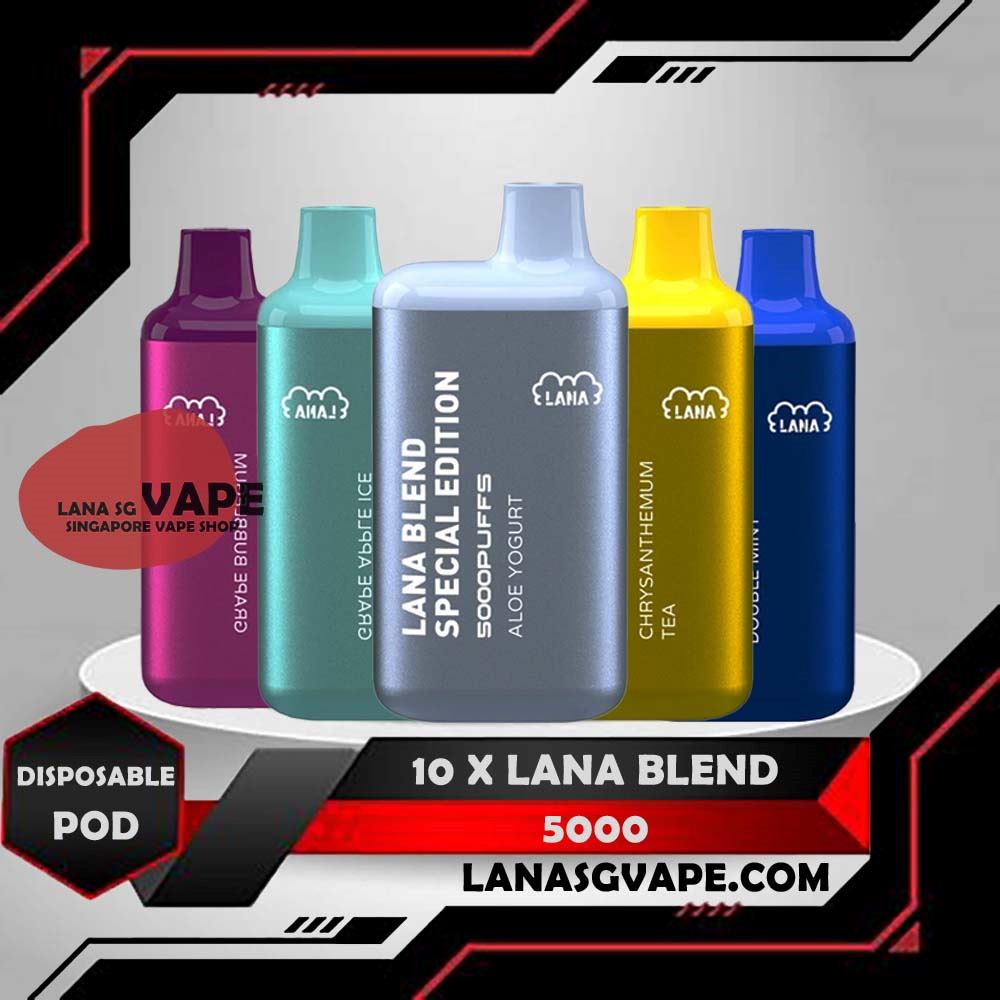 10 X LANA BLEND SPECIAL 5000 DISPOSABLE 10 X LANA BLEND SPECIAL 5000 DISPOSABLE FREE DELIVERY The Lana Blend Special 5000 Disposable Vape  Pomelo White Tea Vape  is a compact and stylish disposable vape kit that offers a convenient and satisfying vaping experience, it is perfect for those who prefer a simple yet stylish look. One of the standout features of the Lanabar 5000 is its flavor options. The device offers a range of flavors to choose from, each with its own unique taste profile. Specification : 650mAh Built-in Battery Rechargeable Efficient And Consistent Power Delivery 7ml Pre-filled E-juice 3% Nicotine Level Satisfy Almost 5000 Puffs ⚠️LANA BLEND SPECIAL 5000 DISPOSABLE FLAVOUR LIST⚠️ Aloe Yogurt Mango Peach Ice Strawberry Mango Ice Grape Apple Ice Grape Honey Grape Bubblegum Double Mint Chrysanthemum Tea Ice Lemon Tea Sea Salt Lemon Tie Guan Yin Yakult SG VAPE COD SAME DAY DELIVERY , CASH ON DELIVERY ONLY. ORDER BEFORE 5PM , SAME DAY NIGHT SLOT 7PM – 10PM RECEIVED PARCEL. TAKE BULK ORDER /MORE ORDER PLS CONTACT US : LANASGVAPE WHATSAPP VIEW OUR DAILY NEWS INFORMATION VAPE : LANASGVAPE CHANNEL