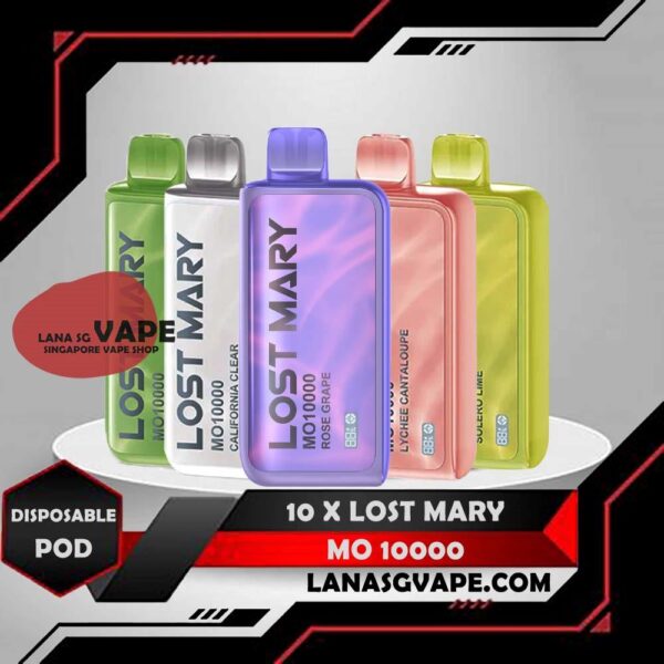 10 X LOST MARY MO10000 DISPOSABLE Package Include : 10 Pcs X LOST MARY MO10000 DISPOSABLE Free Delivery The Lost Mary Mo10000 Disposable Vape in our Vape Singapore Store Ready Stock , Get it with us and same day delivery ! And the Lost Mary mo 10000 Puff by Elf Bar is a vape device renowned for its substantial puff count and nicotine salt content. Specification: Approx. 10000 Puffs Capacity 20ml E-liquid & Power Display Anti-Dry-Burn Protection Mesh Coil Rechargeable Battery 600mAh Charging Port: Type-C ⚠️LOST MARY MO10000 DISPOSABLE LIST⚠️ Triple Mango Mango Orange Pineapple Lychee Cantaloupe Double Apple California Clear Blueberry Banana Bubblegum Peach Plus Ice Strawberry Yacult Rose Grape Solero Lime SG VAPE COD SAME DAY DELIVERY , CASH ON DELIVERY ONLY. ORDER BEFORE 5PM , SAME DAY NIGHT SLOT 7PM – 10PM RECEIVED PARCEL. TAKE BULK ORDER /MORE ORDER PLS CONTACT US : LANASGVAPE WHATSAPP VIEW OUR DAILY NEWS INFORMATION VAPE : LANASGVAPE CHANNEL